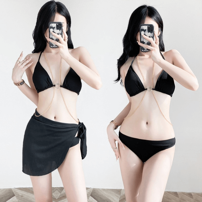 Split Bikini Beach Hotspring Three Piece Bathing Suit Set 