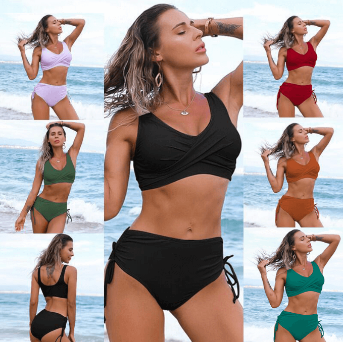 Sexy Split Fashion Sports High Waist Swimwear Bikini Tankini 