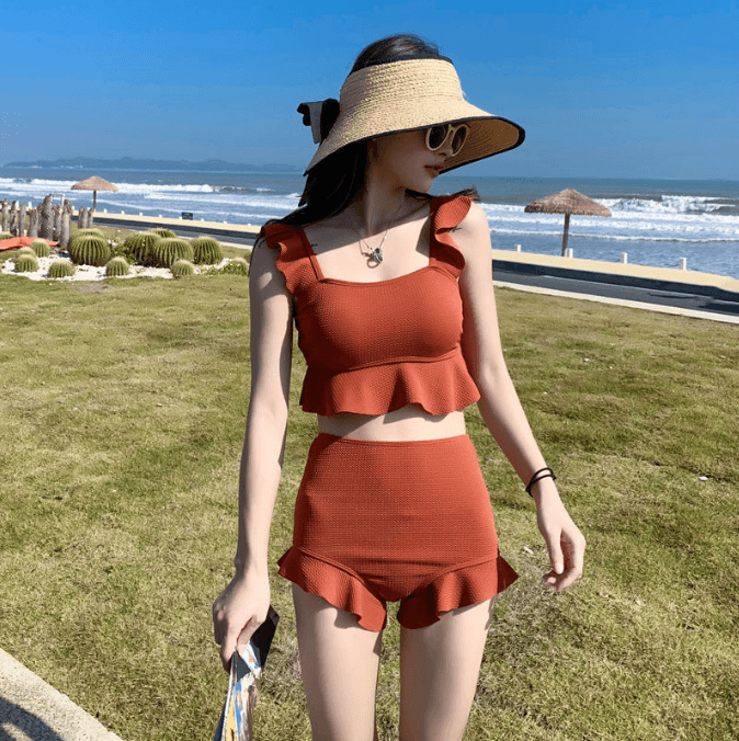 Conservative Split High Waist Beachwear Swimwear 