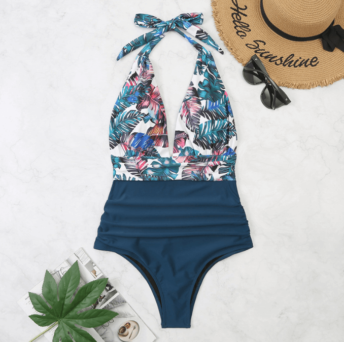 上叶子下藏青色