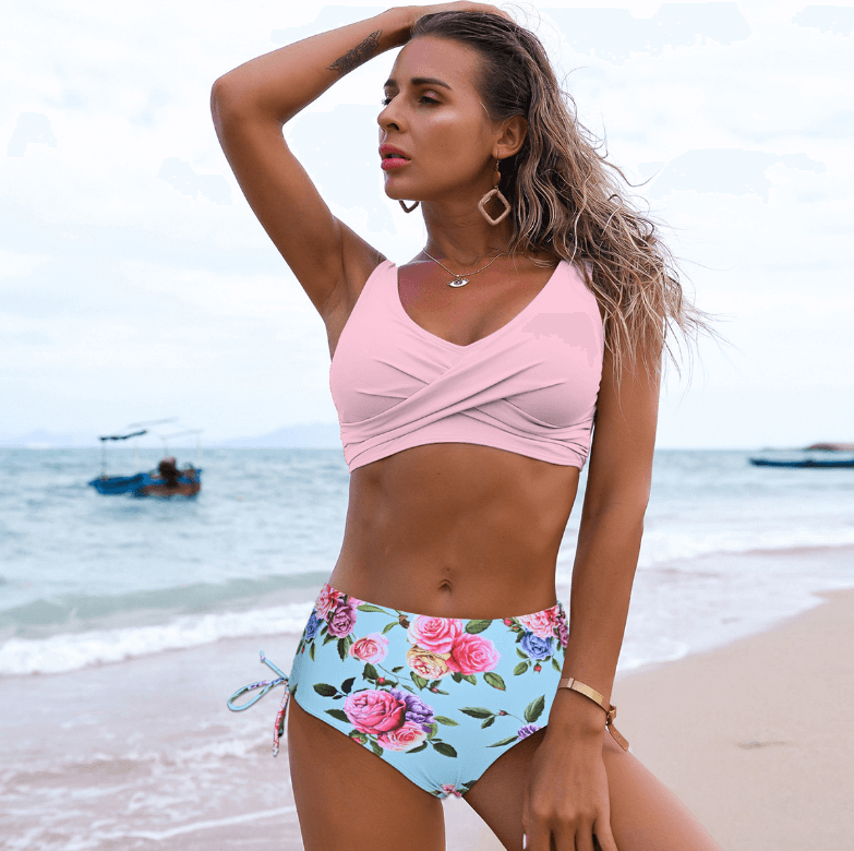 Sexy Split Fashion Sports High Waist Swimwear Bikini Tankini 