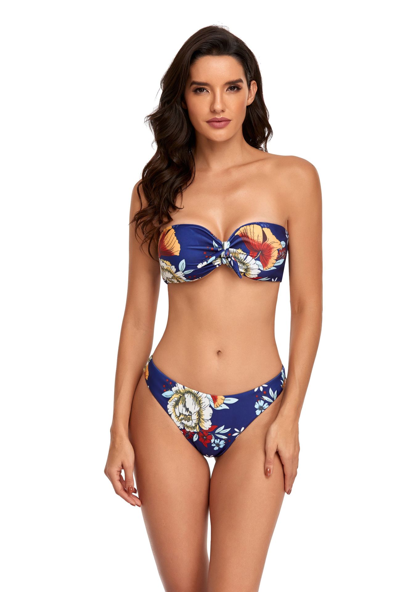 Sexy Split Two Piece Tube Top Bandage Bikini Swimwear