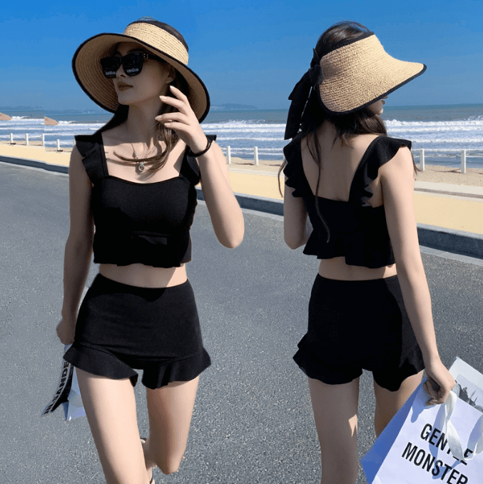 Conservative Split High Waist Beachwear Swimwear 