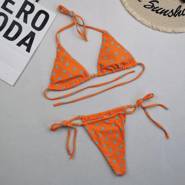 Sexy Split Micro Halter Lace Up String Bikini Beachwear Bathing Suit 