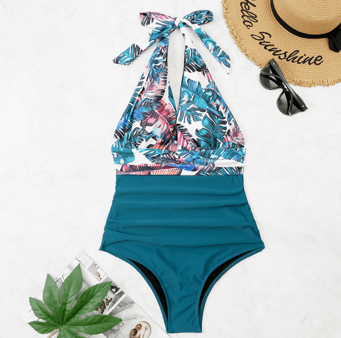 Women’s Sexy Backless One Piece Halter Lace Up Monokini Bodysuit Beachwear Swimsuit