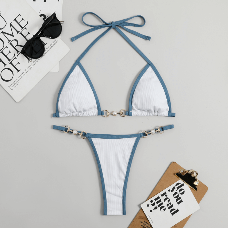 Women’s Sexy Micro Split Halter Lace Up Tie String Bikini Beachwear Swimwear 