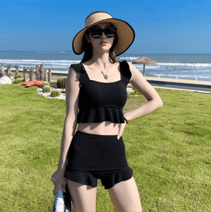Conservative Split High Waist Beachwear Swimwear 