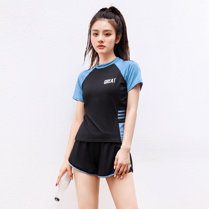 Conservative Split Sports Beachwear Swimsuit Bathing Suit 