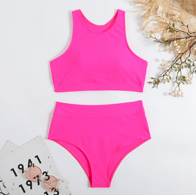 Women’s Sexy Fitness Two Piece Split Tankini Beachwear Bathing Suit Swimsuit Swimwear