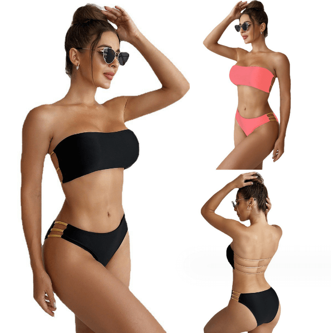 Sexy Split Bikini Tube Top Bandage Bathing Suit Swimwear Beachwear