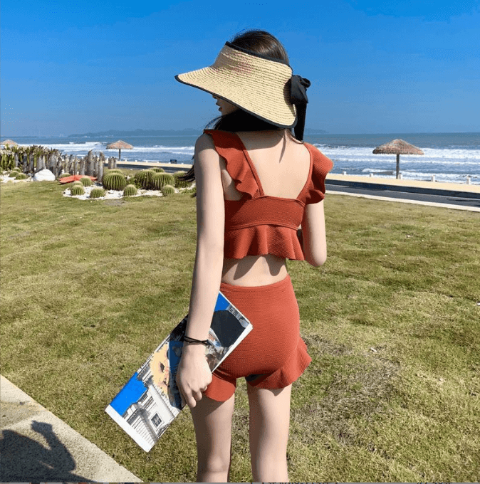 Conservative Split High Waist Beachwear Swimwear 
