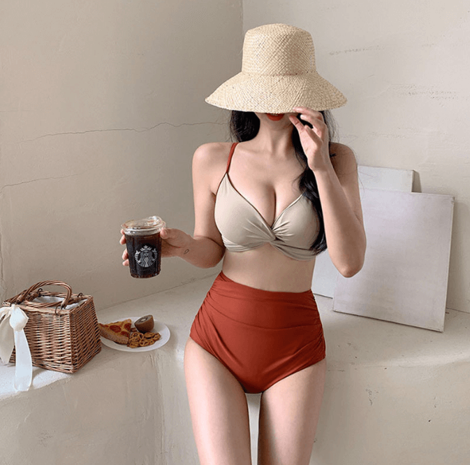 Sexy Split Push Up High Waist Bikini Swimsuit 