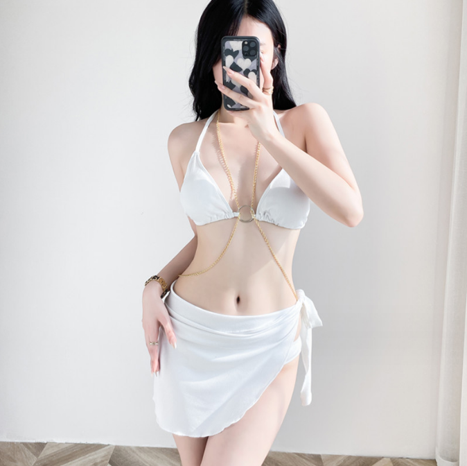 Split Bikini Beach Hotspring Three Piece Bathing Suit Set 