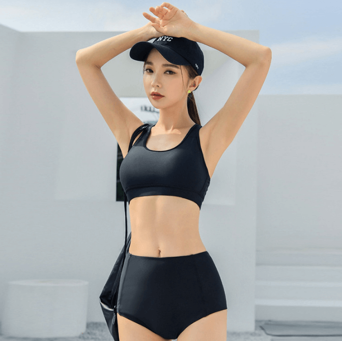 Sexy Split Fashion Sports High Waist Swimwear Bikini Tankini 