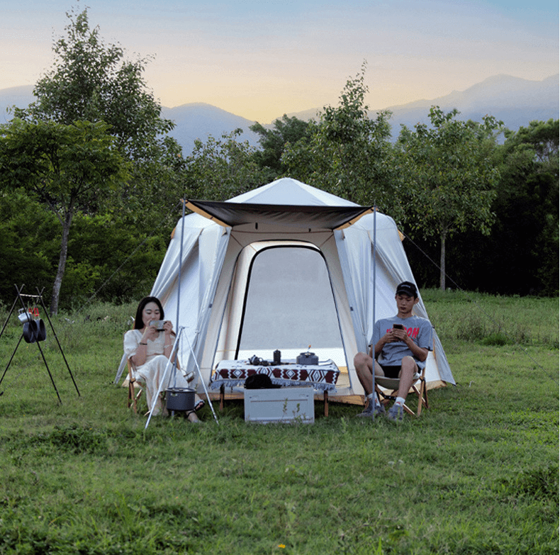Outdoor Portable Folding Ventilated Automatic Double Layer Hexagonal Camping Tent 
