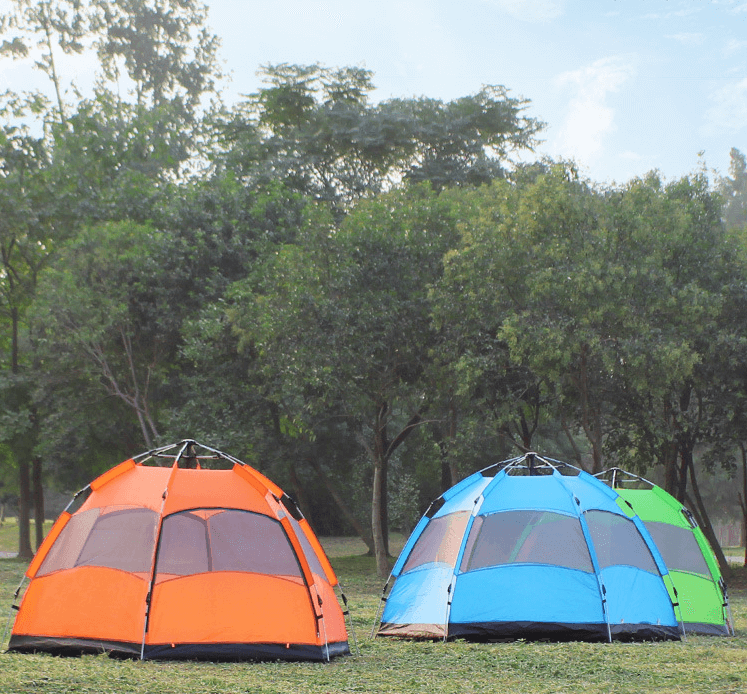Double Layer Automatic Pop Up Instant Opening Hexagonal Camping Tent 
