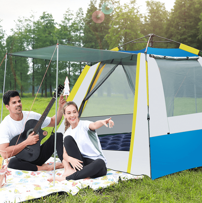 4 蓝色米黄拼色银胶3（一门三窗）