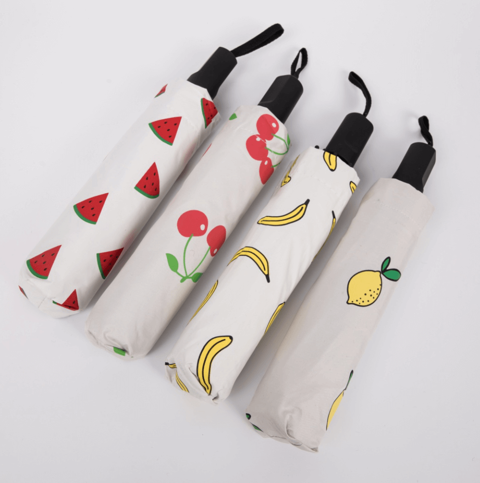 UV Protection Manual Opening Printed 3 Folding Umbrella 