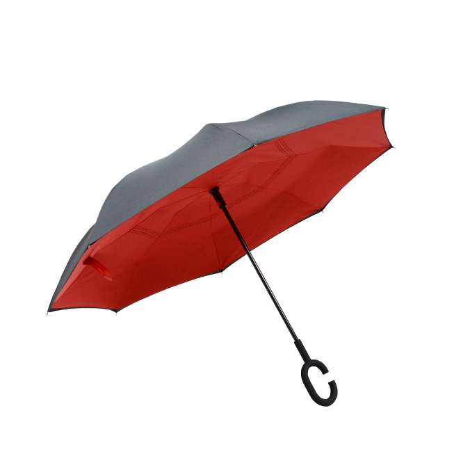  Double Layer C Shaped Handle Straight Reverse Umbrella