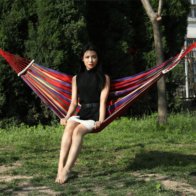Portable Waterproof Lightweight Single Double Size Canvas Fabric Camping Swing Hammock
