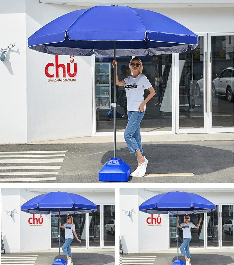 Custom Outdoor Advertising Double Layer Fabric Parasol Beach Umbrella