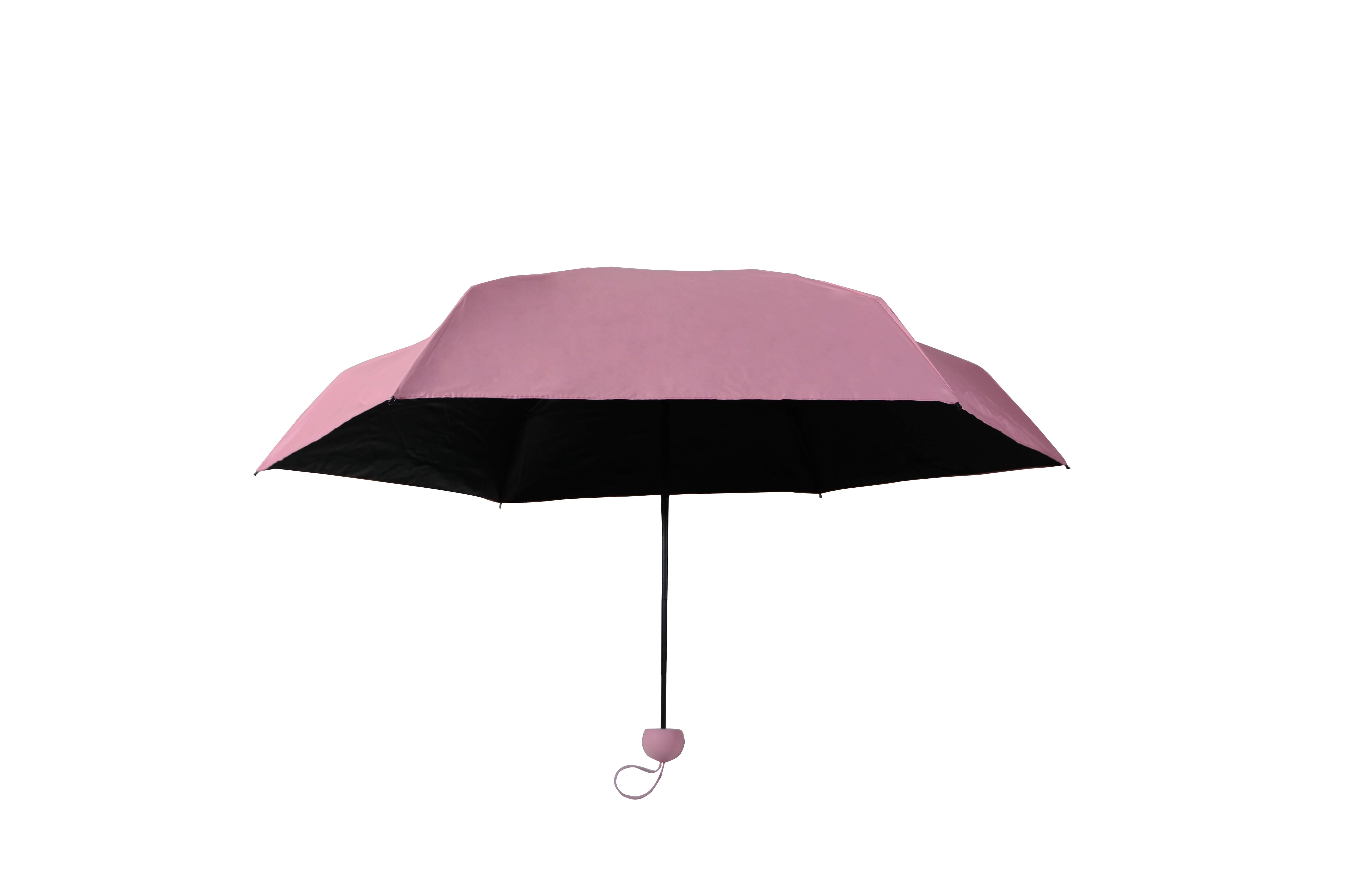 Mini Anti UV Black Glue Coated 5 Folding Capsul Umbrella For Girls