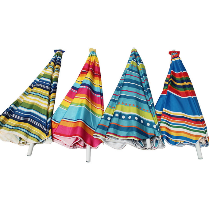 Outdoor Advertising Silver Coated 140G 160G Polyester Fabric Beach Parasol Umbrella With Tilt 