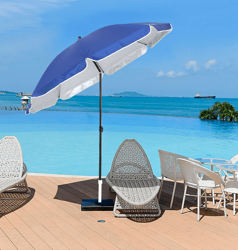 Custom Outdoor Advertising Silver Coated Polyester Fabric Beach Parasol Umbrella