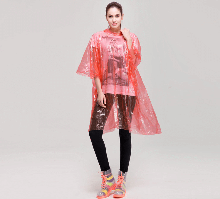 Cheap Portable Lightweight Transparent Eco Friendly Unisex Hooded Disposable Emergency PE Travel Raincoat Raincape Cloak Poncho 