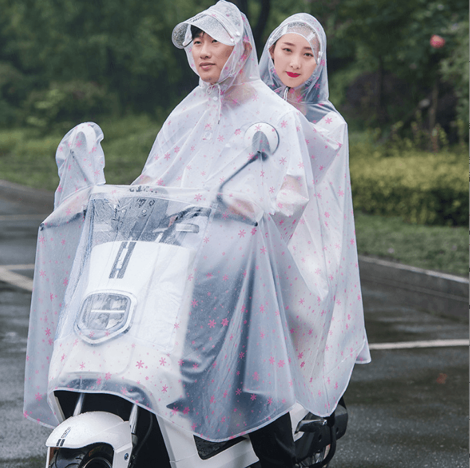 Outdoor Hooded PVC Motorcycle Electrombile Bicycle Raincoat Raincape Cloak Poncho 