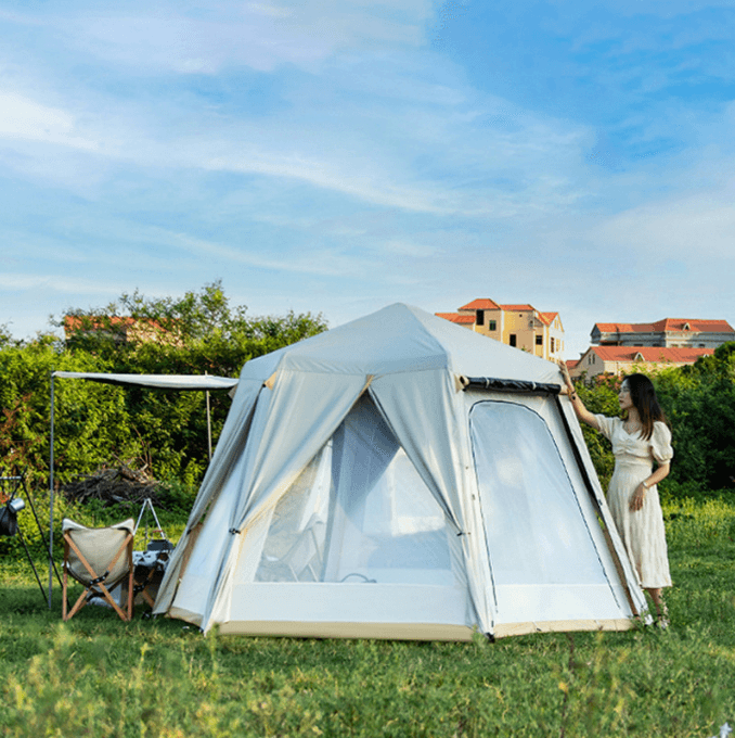 Outdoor Portable Folding Ventilated Automatic Double Layer Hexagonal Camping Tent 