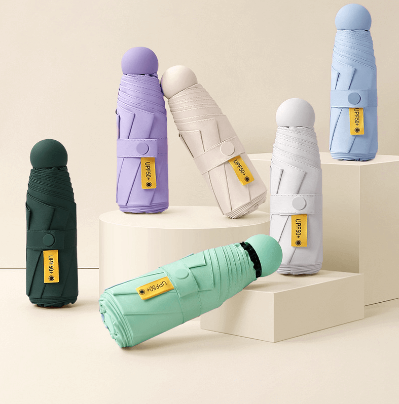 Mini Anti UV 5 Fold Umbrella With Glasses Case 