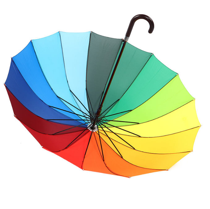 Custom Promotional Advertising Automatic Rainbow Straight Umbrella 