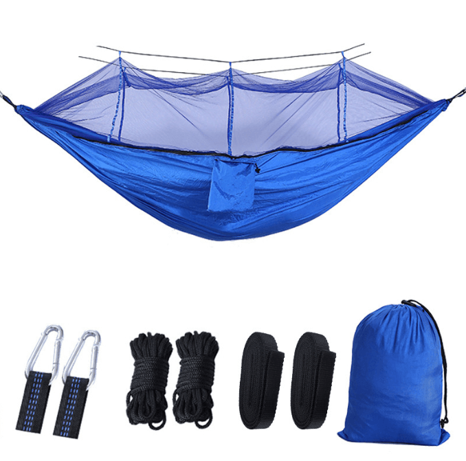Portable Foldable Waterproof Lightweight Single Double Size Nylon Fabric Camping Swing Hammock With Mosquito Net 