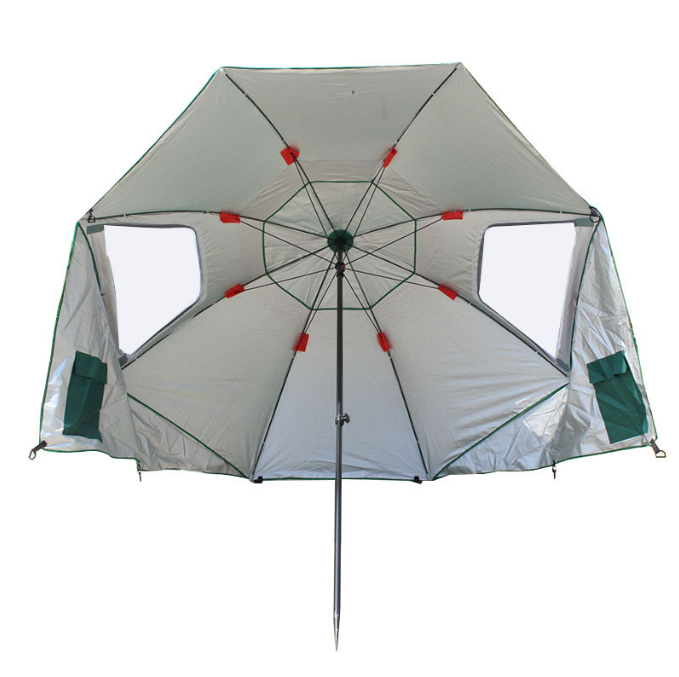 Custom Outdoor Advertising Fishing Parasol Beach Umbrella With Side Window 