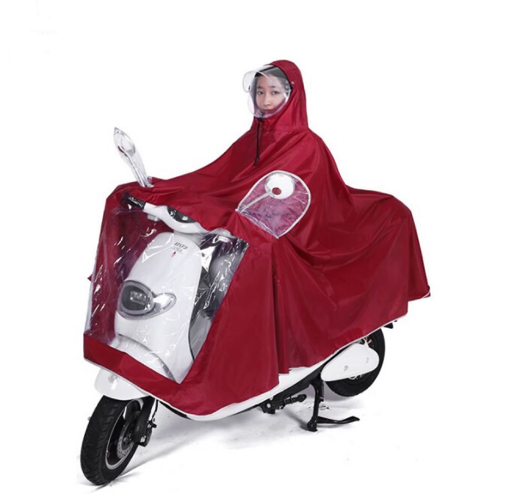 Outdoor Hooded PVC PU Coated Polyester Oxford Pongee Nylon Fabric Motorcycle Electrombile Bicycle Raincoat Raincape Cloak Poncho 