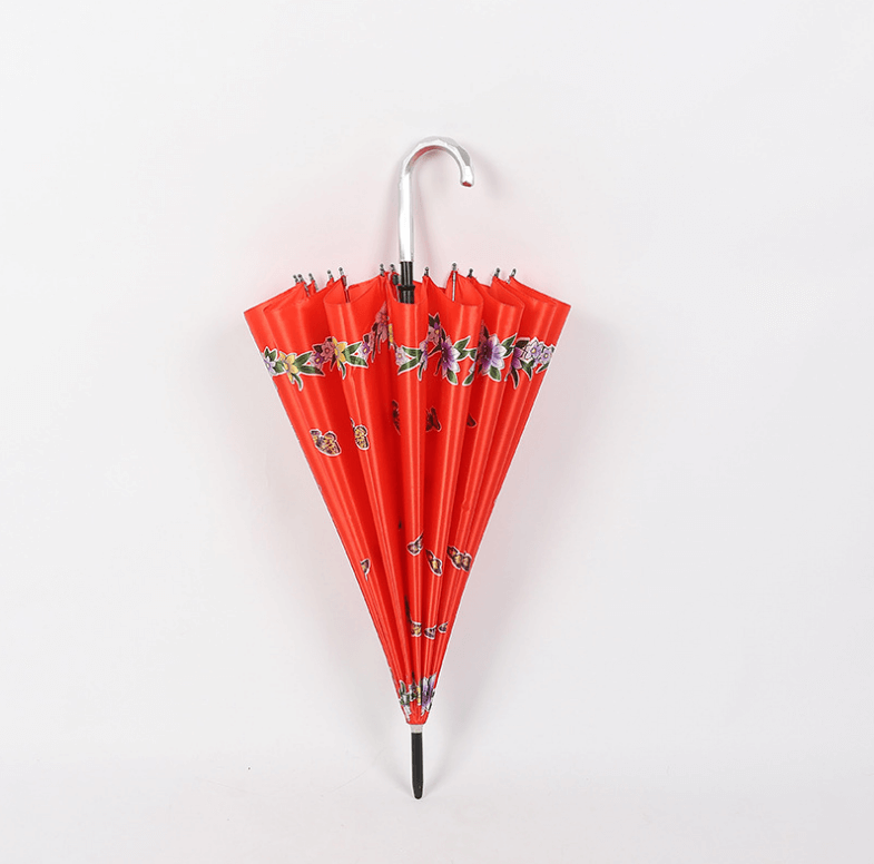 Cheap Printed 22 Inch 16K Rib Straight Auto Open Satin Umbrella 