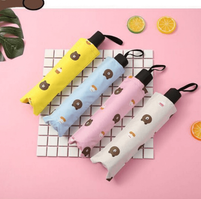UV Protection Manual Opening Printed 3 Folding Umbrella 
