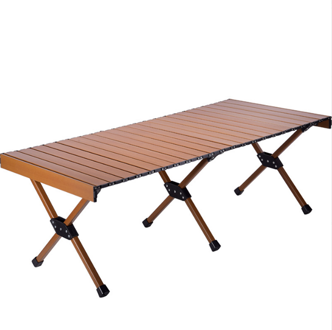 Outdoor Portable Ultralight Solid Wood Aluminum Alloy Picnic BBQ Dining Camping Omelet Egg Roll Folding Table