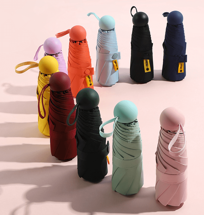 Mini Anti UV 5 Fold Umbrella With Glasses Case 