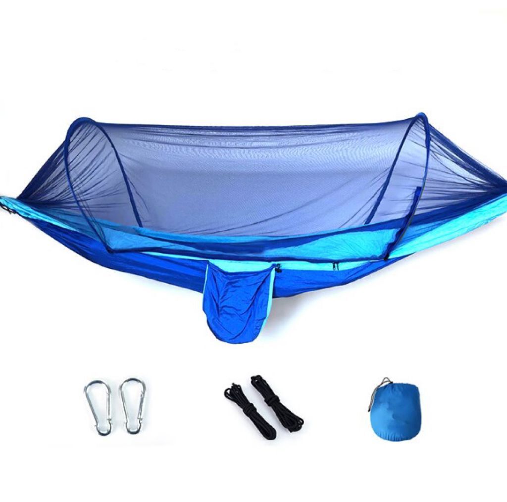 Portable Waterproof Lightweight Single Double Size Canvas Nylon Fabric Camping Swing Hammock With Mosquito Net 