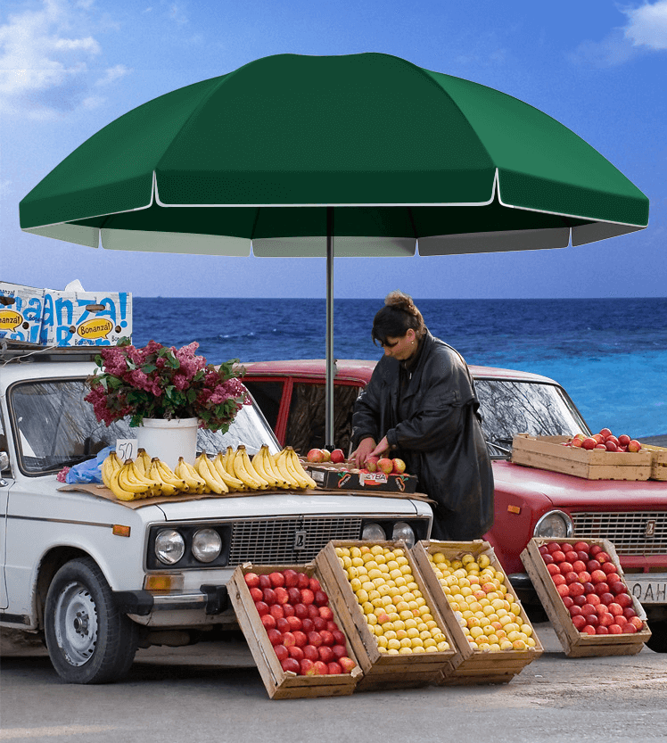 Custom Outdoor Advertising Double Layer Fabric Parasol Beach Umbrella