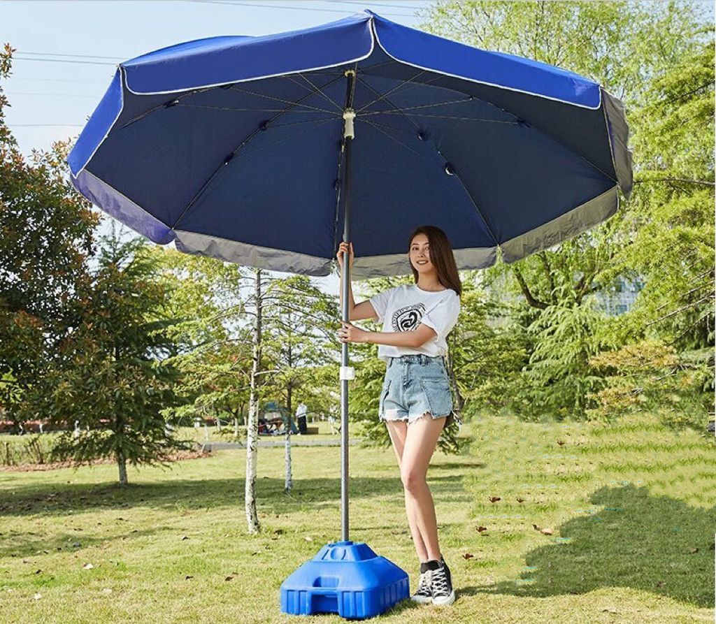 Custom Outdoor Advertising Double Layer Fabric Parasol Beach Umbrella