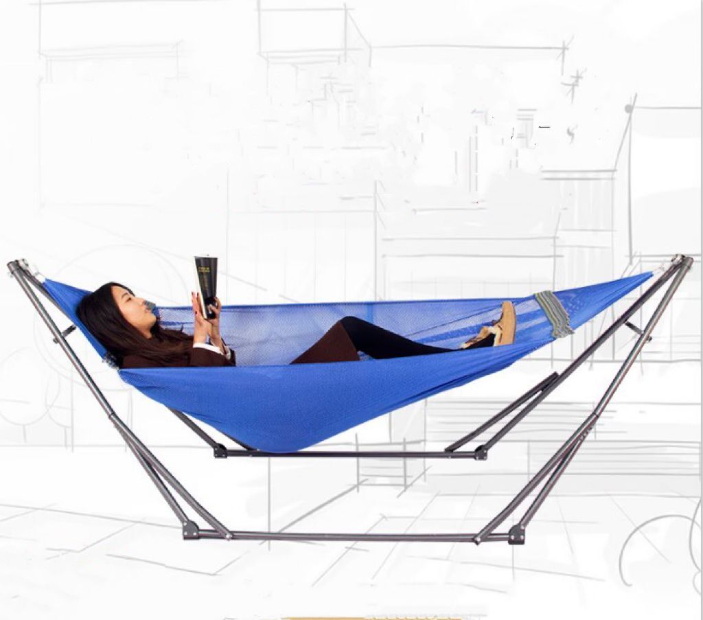 Portable Foldable Waterproof Lightweight Single Double Size Canvas Nylon Mesh Fabric Camping Swing Hammock With Stand