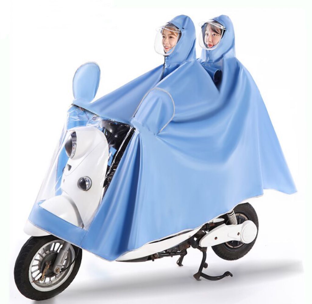 Outdoor Hooded PVC PU Coated Polyester Oxford Pongee Nylon Fabric Motorcycle Electrombile Bicycle Raincoat Raincape Cloak Poncho 