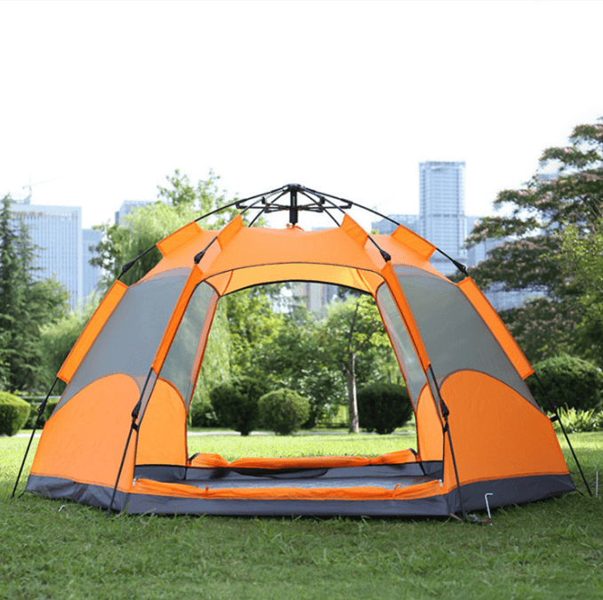 Double Layer Automatic Pop Up Instant Opening Hexagonal Camping Tent 