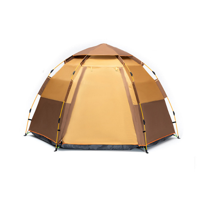 Double Layer Folding Automatic Hexagonal Camping Tent For 5-8 Persons 