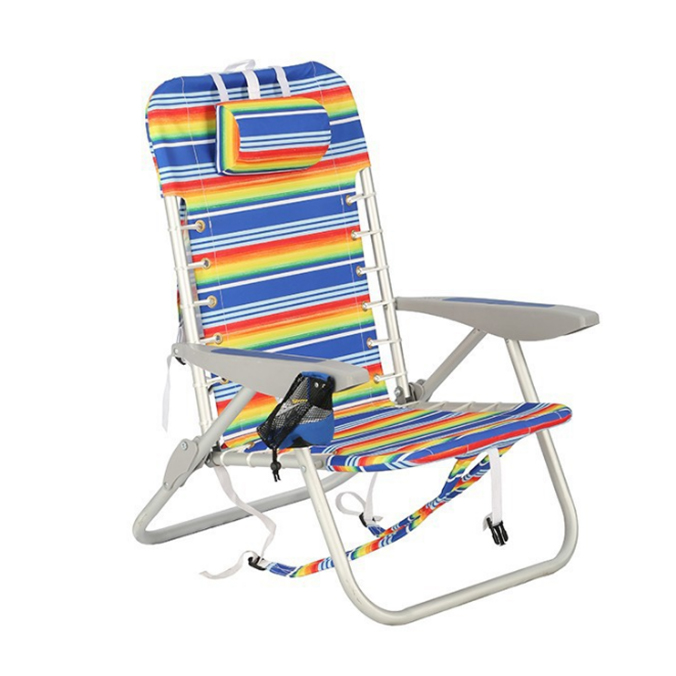Outdoor High Back Low Seat Comfortable Durable Adjustable Portable Folding Collapsible Lightweight Backpack Fishing Camping Beach Chair With Armrest