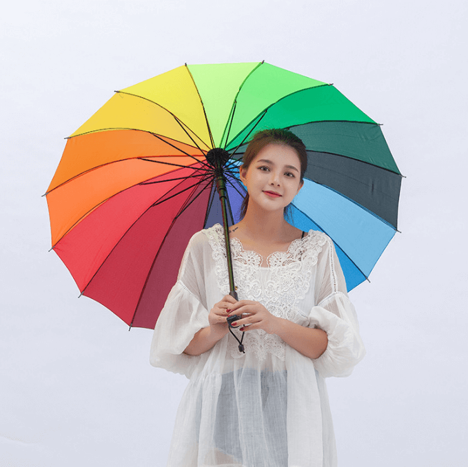Custom Promotional Advertising Automatic Rainbow Straight Umbrella 