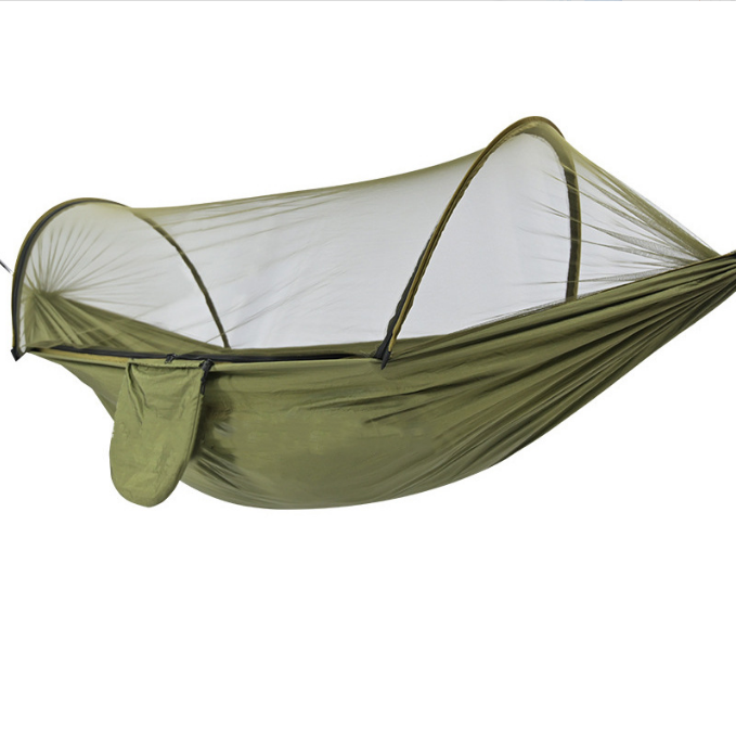 Portable Waterproof Lightweight Single Double Size Canvas Nylon Fabric Camping Swing Hammock With Mosquito Net 